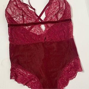 NWT Women’s Adore Me One-Piece rumred lace lingerie body suit